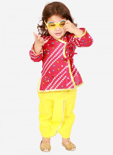 Yellow And Pink Colour KID1 Krish Festive Wear Pure Cotton Angrakha Dhoti Collection K22DB189RA